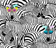 Abstract Illustration Herd Of Zebras, Animal Seamless Pattern
