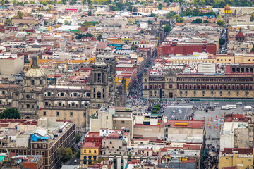 Wall Mural - Aerial view of Mexico City Zocalo and Cathedral - Mexico