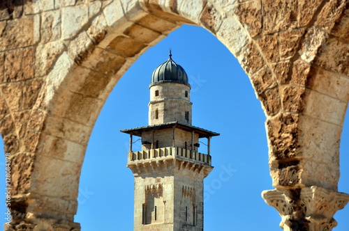 Fotografia, Obraz El-Asbat-Minarett im Westen des Tempelbergs von Jerusalem
