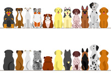 Large Dogs Border Set, Front View And Back View