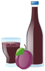 Wall Mural - Fresh plum and juice in glass