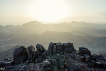 View From Mount Moses At Sinai Mountains At Dawn