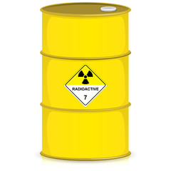 Wall Mural - The illustration represents a drum with the radiation symbol, product barrel and radioactive debris. Ideal for catalogs of institutional materials