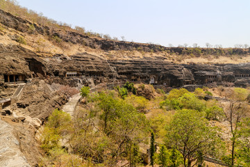 Wall Mural - Ajanta caves, panoramic view, Aurangabad, Maharashtra, India