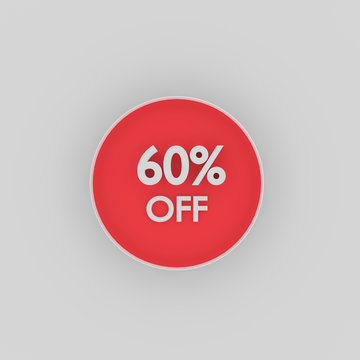 3D rendering of sixty percent off off words