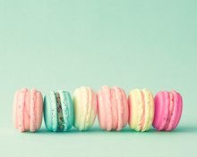 Vintage Pastel Colored French Macarons