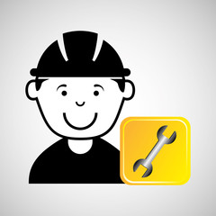 Canvas Print - construction worker wrench tool graphic vector illustration eps 10