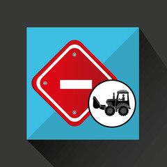 Sticker - construction truck concept road sign stop design vector illustration eps 10