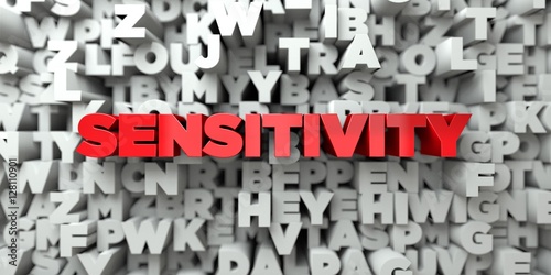 Fotografia SENSITIVITY - Red text on typography background - 3D rendered royalty free stock image
