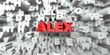 ALEX -  Red text on typography background - 3D rendered royalty free stock image. This image can be used for an online website banner ad or a print postcard.