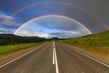 Amazing Rainbow Over The Mountain Road