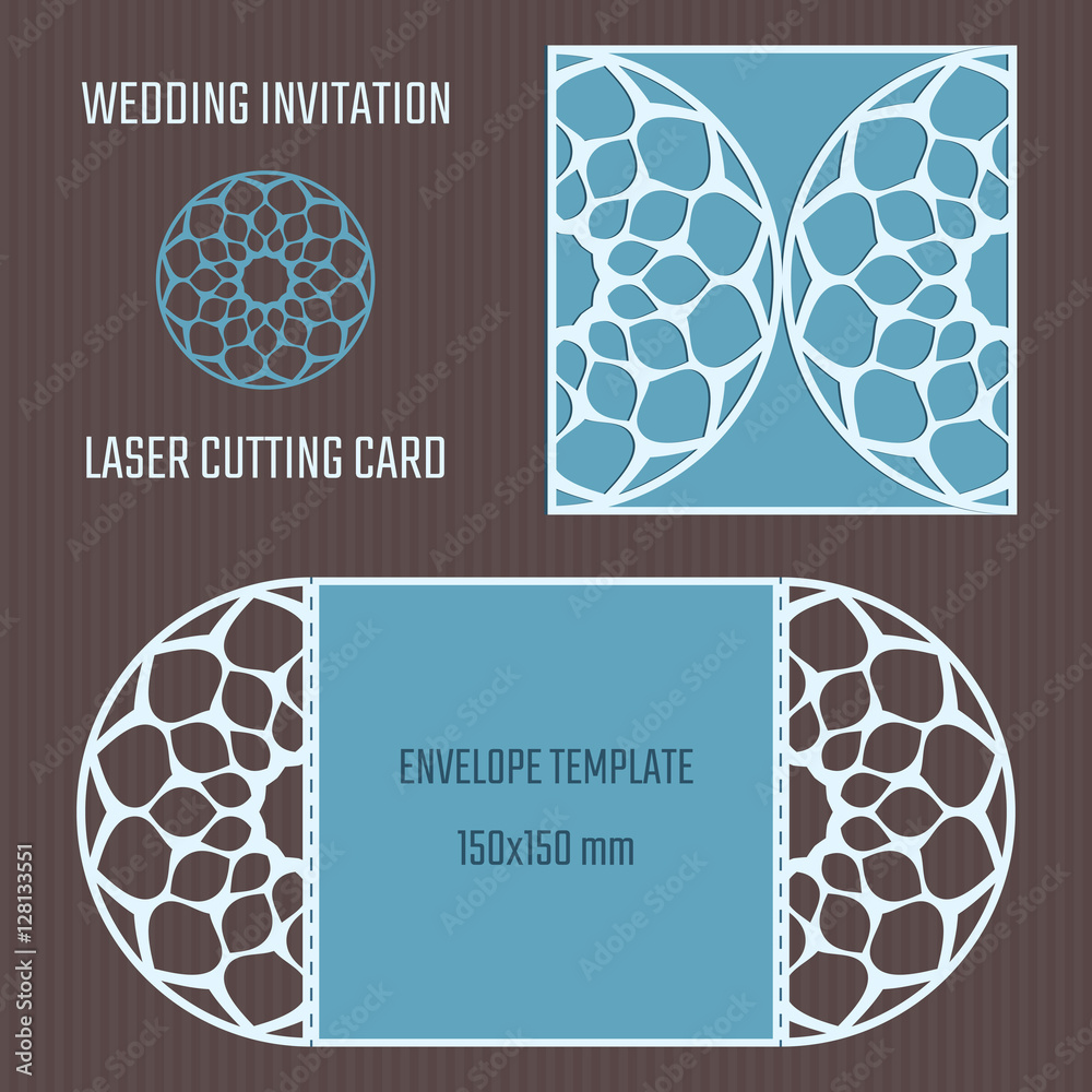 DIY laser cutting vector envelope. Wedding die cut invitation template ...