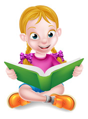 Sticker - Cartoon Girl Reading Book