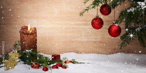 Foto-Vorhang - Christmas background with candle (von Karin & Uwe Annas)