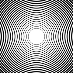 Poster - Concentric circles, radial lines pattern(s). Monochrome abstract
