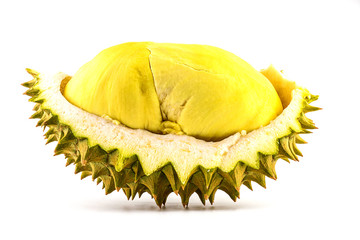 King of fruits, durian isolated on white background, durian is a smelly fruits