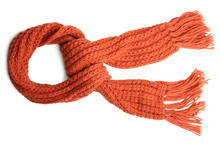 Orange Knitted Scarf Isolated