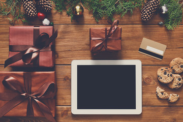 Fototapete - Christmas online shopping background
