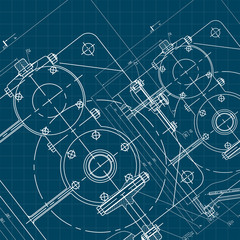 Wall Mural - Mechanical Engineering drawing. Engineering Drawing Background. Vector.