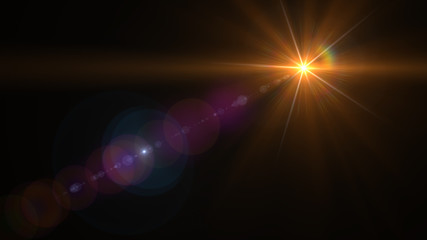 Wall Mural - abstract lens flare yellow light over black background