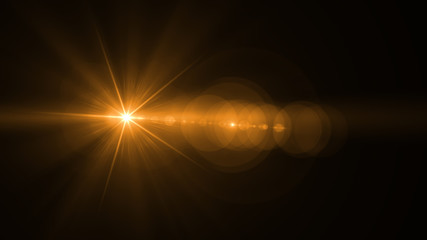 Wall Mural - abstract lens flare yellow light over black background