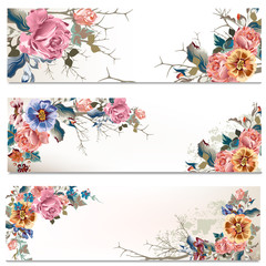 Fototapete - Save the date cards set in floral style
