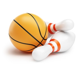 Wall Mural - Basketball ball Bowling on a white background 3d Illustrations