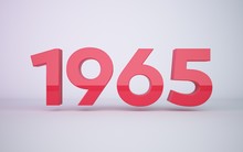 3d Rendering Red Year 1965 On White Background