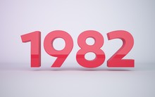 3d Rendering Red Year 1982 On White Background