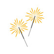 © ksenica - Burning sparklers. Cartoon icon. Isolated object on white background. Vector illustration.
