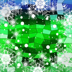 Happy New Year, Christmas vector illustration. Winter blue, gree