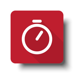 Wall Mural - Flat Timer web icon on red button with drop shadow