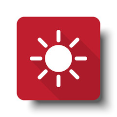 Wall Mural - flat sun web icon on red button with drop shadow