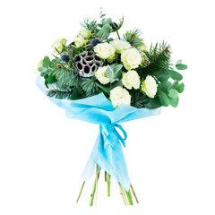 bouquet of fresh flowers in the winter style, christmas, isolate