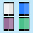 Tablet icons on a blue background