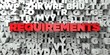 © Chris Titze Imaging - REQUIREMENTS -  Red text on typography background - 3D rendered royalty free stock image. This image can be used for an online website banner ad or a print postcard.