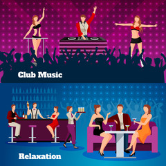 Dance Club 2 Flat Banners Set