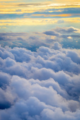 The Stormy Clouds Shining from Above with the Sun, Aerial View from Airplane, Trip to Germany