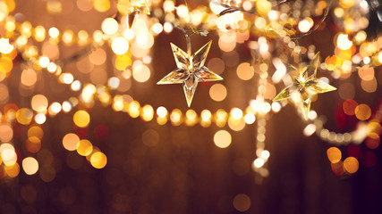Wall Mural - christmas and new year background with holiday decoration garland