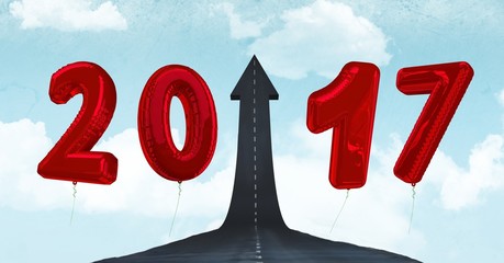 Poster - 2017 against a composite image of road leading towards sky