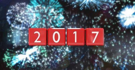 Poster - 2017 against a composite image of fireworks