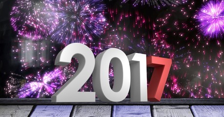 Poster - 2017 against a composite image of fireworks