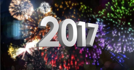Poster - 2017 against a composite image of fireworks