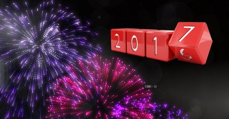 Poster - 2017 against a composite image of fireworks