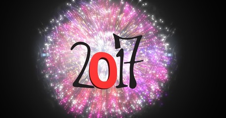 Poster - 2017 against a composite image of circle shaped fireworks