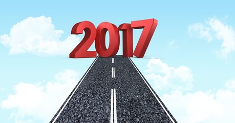 Poster - 2017 against composite image of road in sky