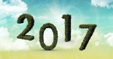 Poster - 2017 made of green grass against composite image of sky