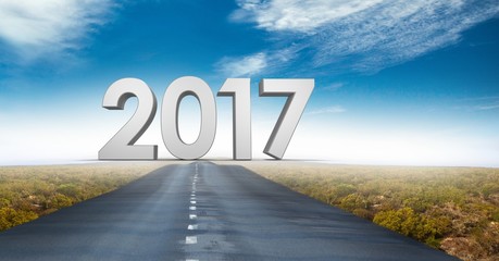 Poster - 2017 against a composite image 3D of road