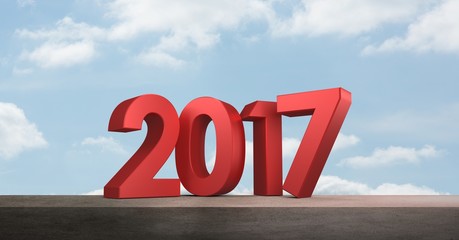 Poster - 2017 against a composite image 3D of land and sky