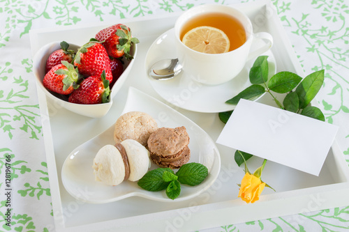 Beautiful Breakfast In Bed On White Tray And Yellow Rose This Beautiful Breakfast In Bed On White Tray And Yellow Rose